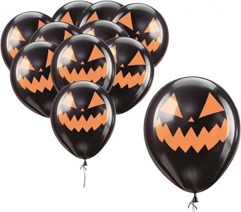 BOLSA DE 10 GLOBOS HALLOWEEN CALABAZA NEGRA GUIRCA 31500