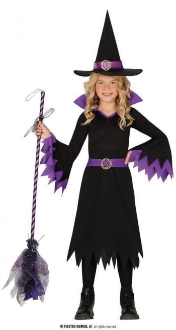 DISFRAZ BRUJA CLASICA NEGRO MORADO INFANTIL GUIRCA 78257