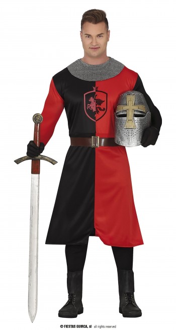 DISFRAZ CABALLERO MEDIEVAL ROJO NEGRO ADULTO GUIRCA 80189