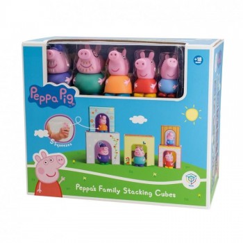 PEPPA PIG CUBOS APILABLES DE MADERA + 5 FIGURAS DEQUBE