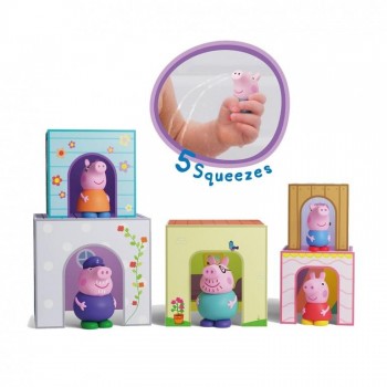 PEPPA PIG CUBOS APILABLES DE MADERA + 5 FIGURAS DEQUBE