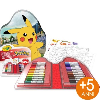 ESTUCHE 45 PZAS  ROTULADORES Y PEGATINAS POKEMON CRAYOLA