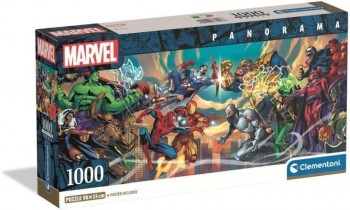 PUZZLE PANORAMICO 1000 PZAS MARVEL HEROES Y VILLANOS CLEMENTONI 37056