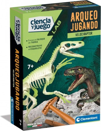ARQUEO JUGANDO VELOCIRAPTOR FOSFORESCENTE CLEMENTONI 55539