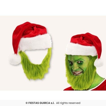 SOMBRERO CON BARBA DUENDE VERDE NAVIDAD GUIRCA 41412