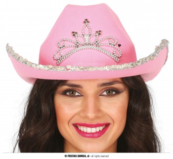 SOMBRERO VAQUERO ROSA KAROL LENTEJUELAS GUIRCA 13583