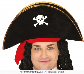 SOMBRERO PIRATA TERCIOPELO ADULTO GUIRCA 13760