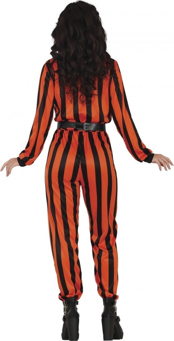 DISFRAZ PRISIONERA NARANJA RAYA NEGRA HARLEQUIN MUJER ADULTA GUIRCA 79905