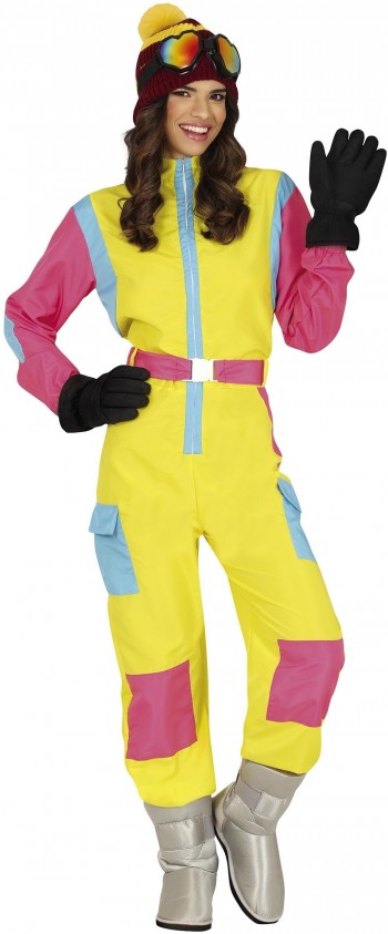 DISFRAZ ESQUIADORA  AÑOS 80 AMARILLO ADULTO MUJER GUIRCA 84186