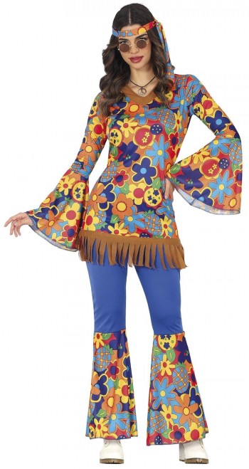 DISFRAZ HIPPIE FLOWER ADULTA MUJER GUIRCA 89013