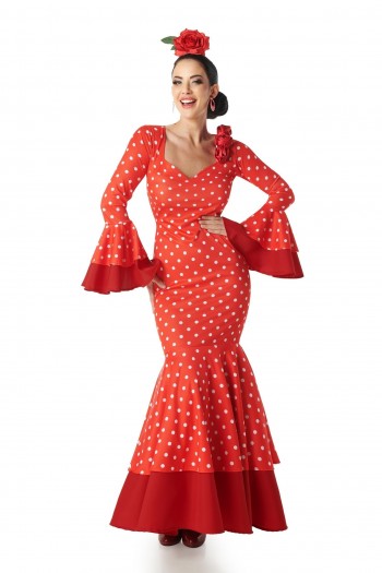 DISFRAZ FLAMENCA ROJO LUNAR BLANCO ADULTA K9206