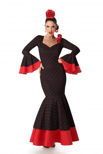 DISFRAZ FLAMENCA NEGRO LUNAR ROJO ADULTA K9210