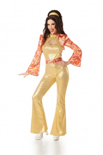 DISFRAZ DISCO DORADO MUJER ADULTA AÑOS 70 K9306