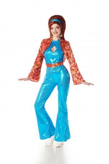 DISFRAZ DISCO AZUL AÑOS 70 MUJER ADULTA K9322