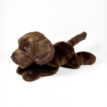 PELUCHE PERRO LABRADOR CHOCOLATE TUMBADO 25 CM BOCALAN