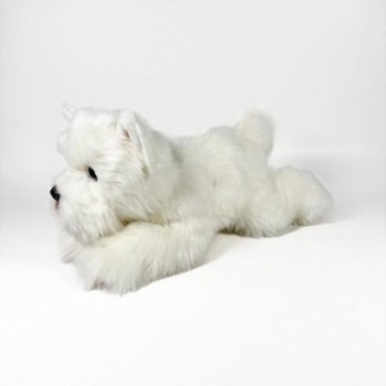 PELUCHE PERRO TERRIER BLANCO TUMBADO 25 CM BOCALAN