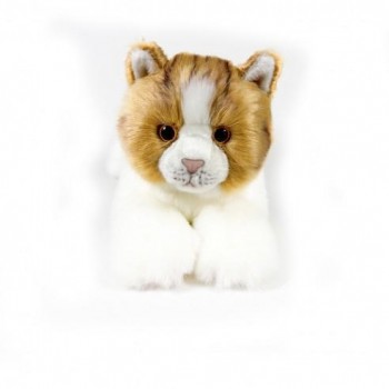 PELUCHE GATO BLANCO Y MARRON 25 CM BOCALAN