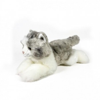 PELUCHE GATO BLANCO Y GRIS 25 CM BOCALAN