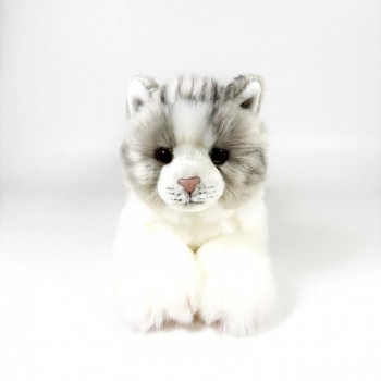 PELUCHE GATO BLANCO Y GRIS 25 CM BOCALAN